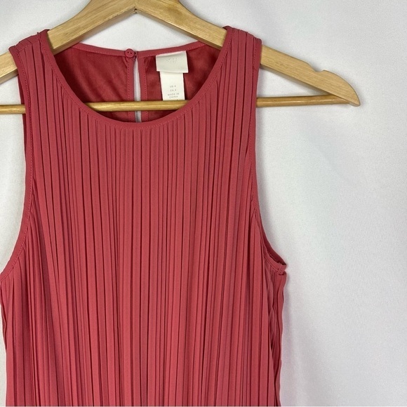 H&M Mauve Pink Pleated Fit & Flare Knee Length Dress 4 - Picture 3 of 5